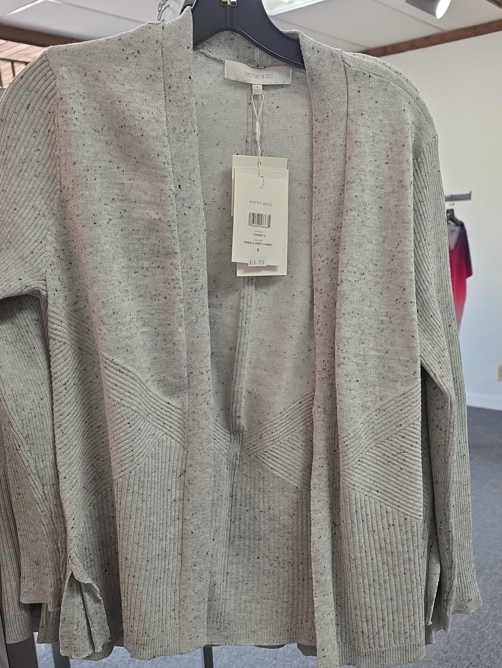 Vero Moda Light Gray Speckled Open-Front Cardigan